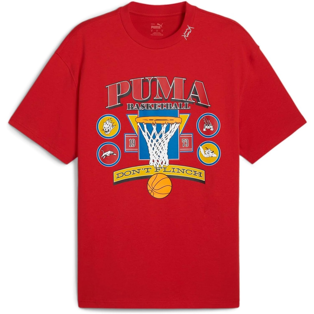 image:imagePUMA Mens Village Wear Graphic Crew Neck Short Sleeve Casual Tops CasualFor All Time RedCrowd Craze