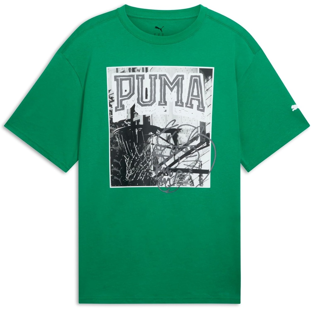 image:imagePUMA Mens Village Wear Graphic Crew Neck Short Sleeve Casual Tops CasualHoops Energy Archive Green Ss25