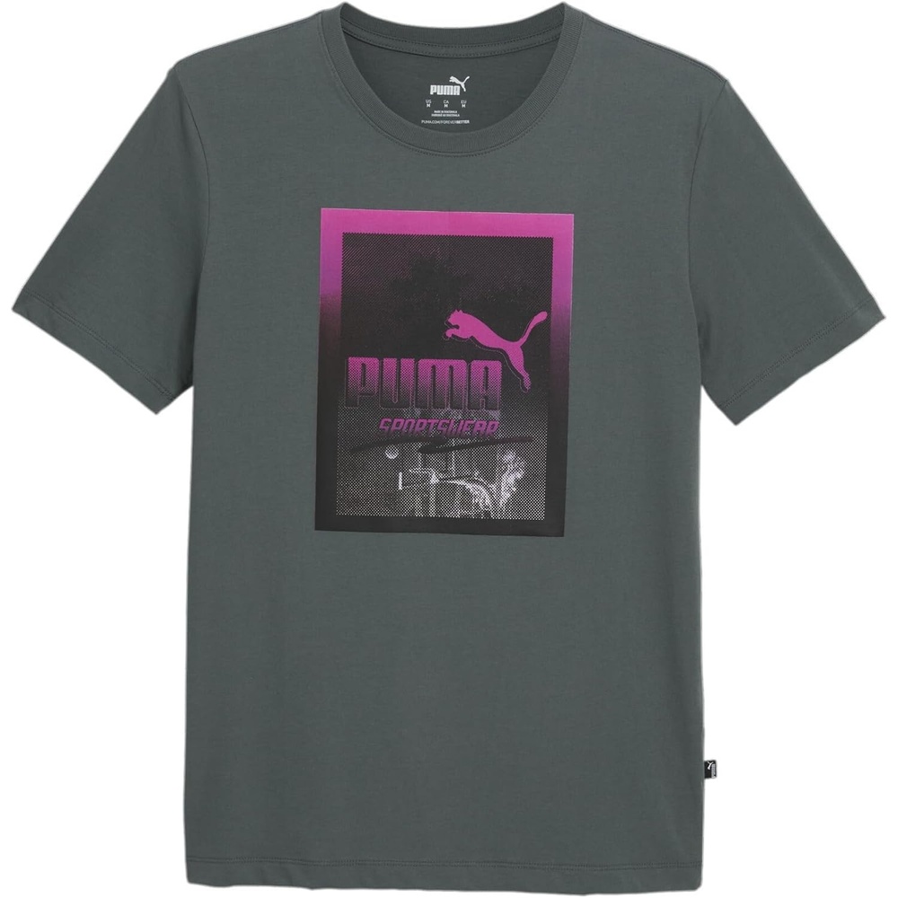 image:imagePUMA Mens Village Wear Graphic Crew Neck Short Sleeve Casual Tops CasualMineral Grey