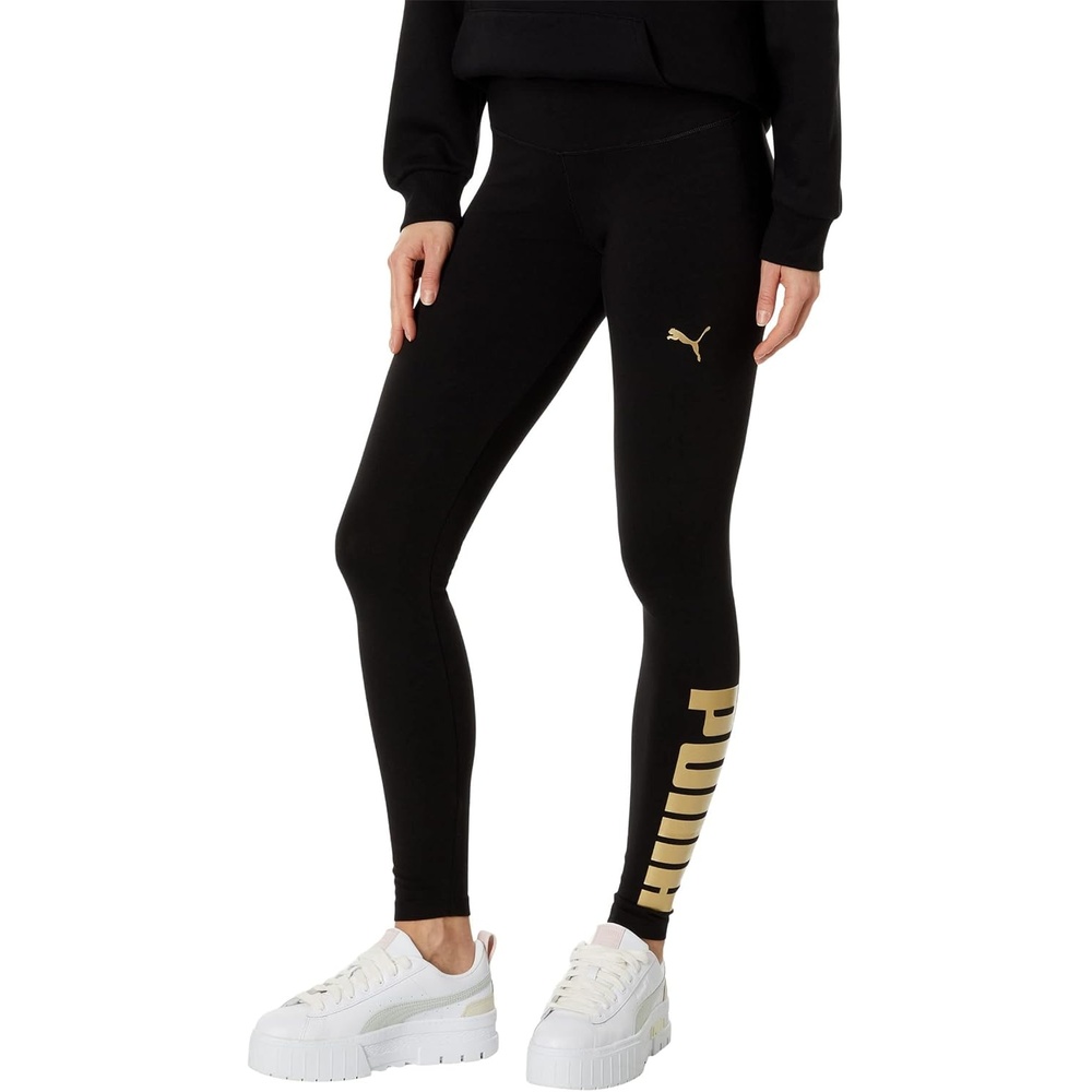 image:imagePUMA Womens Athletic Logo TightsPuma Blackgold Foil