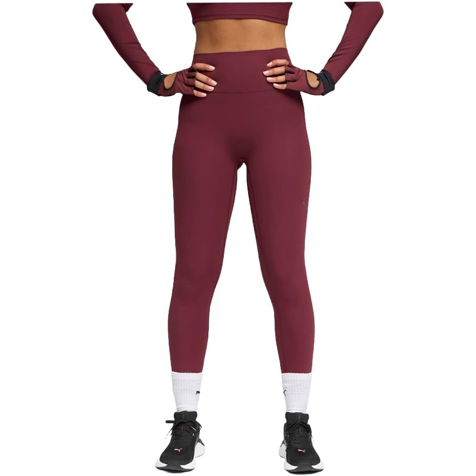 image:imagePUMA Womens Shapeluxe High Waist 78 Leggings Training Casual BlackRuby Shimmer Ah25