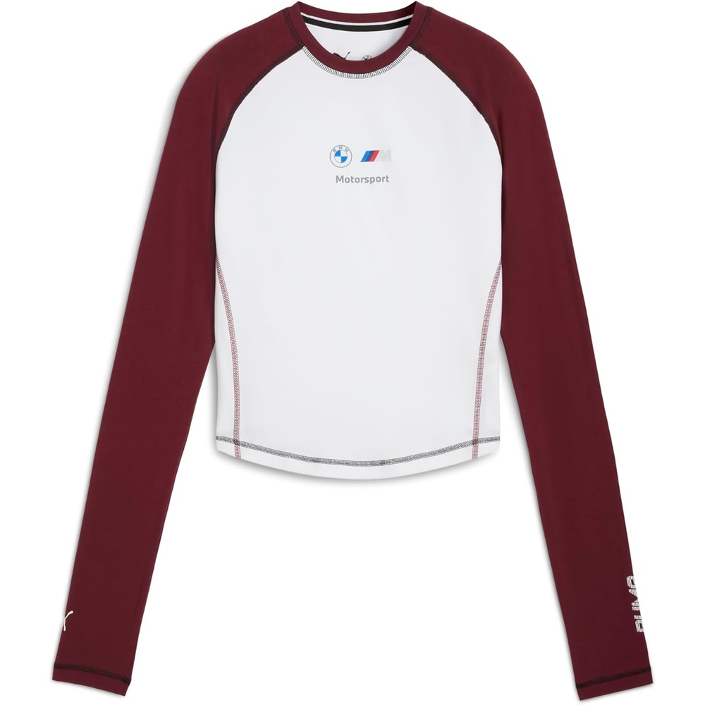 image:imagePUMA Womens Standard BMW M Motorsport Babydoll Long Sleeve TShirt Ruby Shimmer AH25