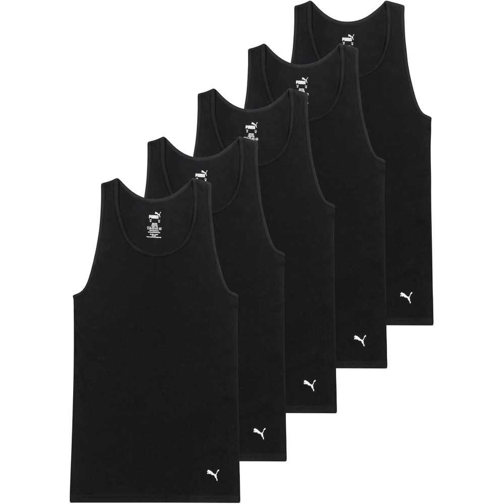 image:imagePuma Mens 5 Pack Cotton Rib Tank TopBlack