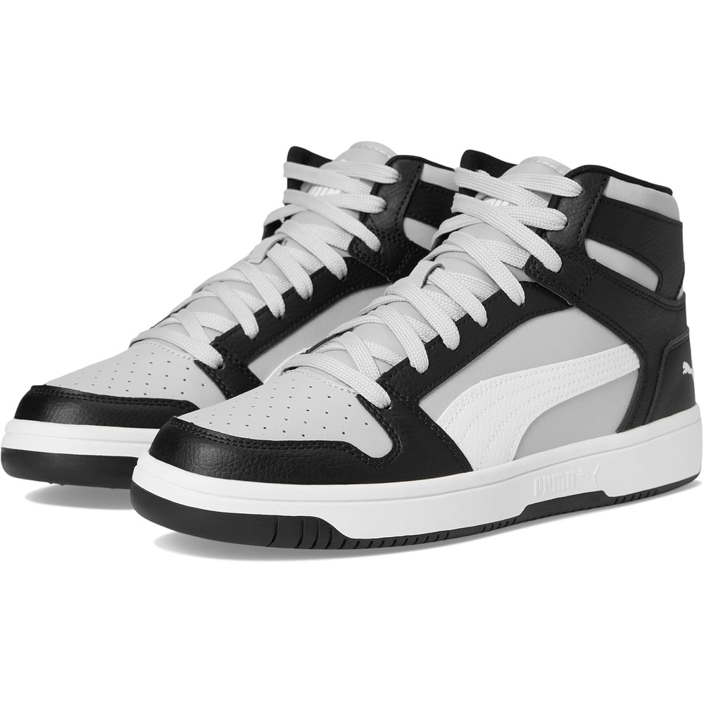 image:imagePuma Mens Rebound Layup Mid ShoesFlat Light GrayPuma WhitePuma Black