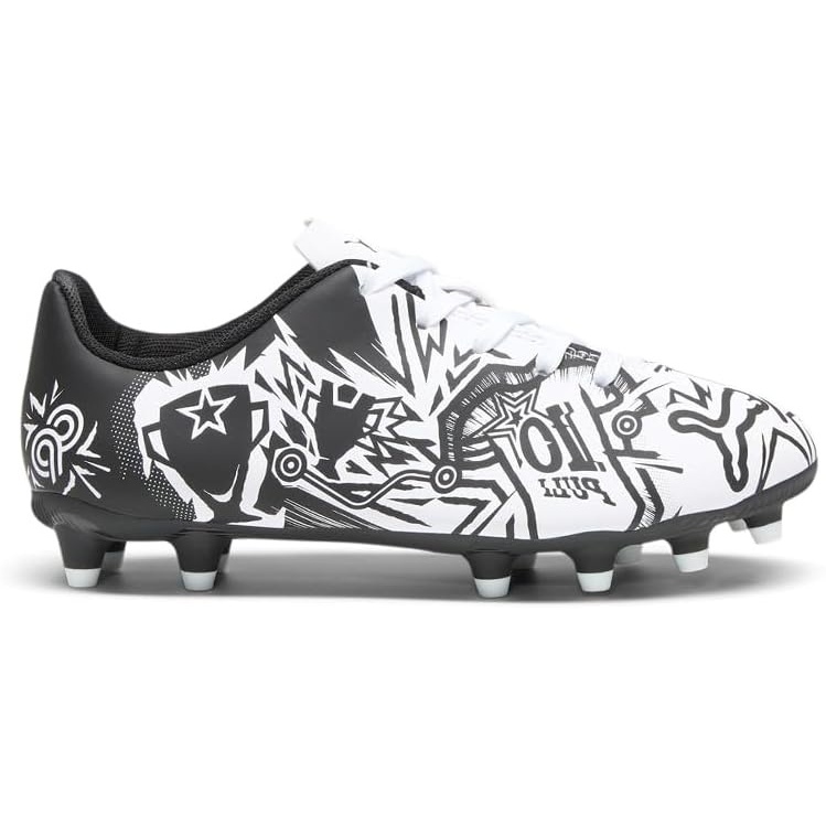 image:imagePuma UnisexChild Tacto Christian Pulisic Firm Artificial Ground Soccer CleatsWhiteBlack