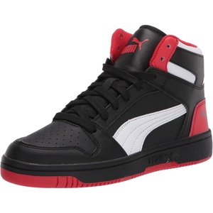 PUMA Boys’ Rebound Layup Mid Sneakers(Puma Black-high Risk Red-puma White)