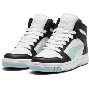 PUMA Boys’ Rebound Layup Mid Sneakers(Puma White-frosted Dew-puma Black)