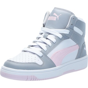 PUMA Boys’ Rebound Layup Mid Sneakers(Puma White-gray Fog-whisp of Pink)