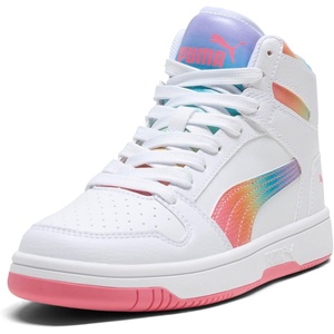 PUMA Boys’ Rebound Layup Mid Sneakers(Puma White-magic Rose)