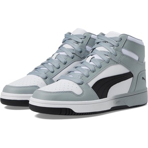PUMA Boys’ Rebound Layup Mid Sneakers(Puma White-puma Black-cool Mid Gray)