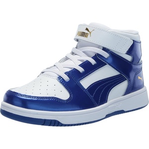 PUMA Boys’ Rebound Layup Mid Sneakers(Puma White-surf the Web-puma Team Gold)