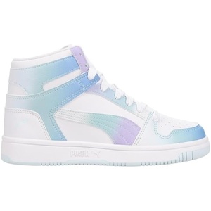 PUMA Boys’ Rebound Layup Mid Sneakers(Puma White-vivid Violet-turquoise Surf)
