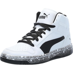 PUMA Boys’ Rebound Layup Mid Sneakers(White/Black)