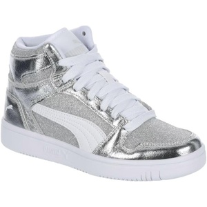 PUMA Boys’ Rebound Layup Mid Sneakers(White-silver Ss25)
