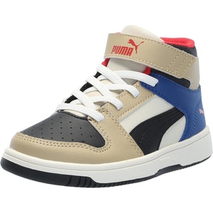 PUMA Boys’ Rebound Layup Slip On Sneakers(Alpine Snow-puma Black-toasted Almond)