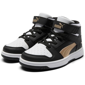PUMA Boys’ Rebound Layup Slip On Sneakers(Puma Black-puma Gold-puma White)