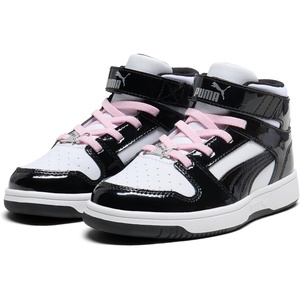 PUMA Boys’ Rebound Layup Slip On Sneakers(Puma White-puma Black-pale Pink)