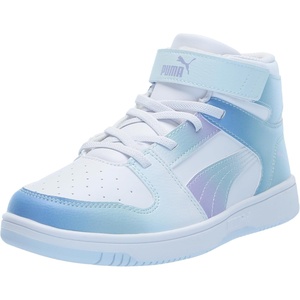 PUMA Boys’ Rebound Layup Slip On Sneakers(Puma White-vivid Violet-turquoise Surf)