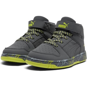 PUMA Boys’ Rebound Layup Slip On Sneakers(Strong Gray-strong Gray-lime Smash)