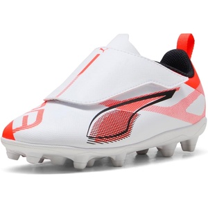 PUMA Kids Boys Ultra 5 Play Firm GroundArtificial Ground Soccer Cleats – White(Black)