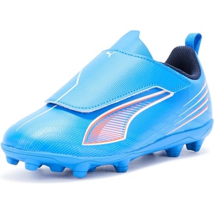PUMA Kids Boys Ultra 5 Play Firm GroundArtificial Ground Soccer Cleats – White(Ultra Blue-white-glowing Red Ah25)
