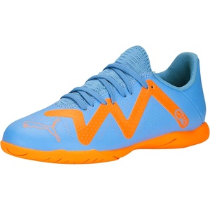 PUMA Kids’ Future Play Indoor Training Soccer Shoes(Blue Glimmer/Puma White/Ultra Orange)