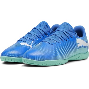 PUMA Kids’ Future Play Indoor Training Soccer Shoes(Hyperlink Blue-mint-puma White)