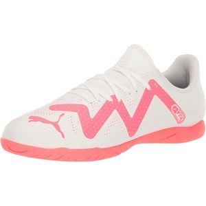 PUMA Kids’ Future Play Indoor Training Soccer Shoes(Puma White-fire Orchid)