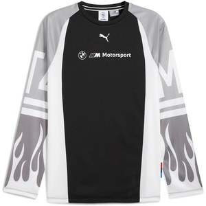 PUMA Mens BMW M Motorsport Graphic Crew Neck Long Sleeve Casual Tops Casual – Black(Black)