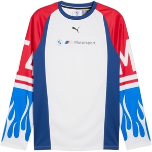 PUMA Mens BMW M Motorsport Graphic Crew Neck Long Sleeve Casual Tops Casual – Black(Blue)
