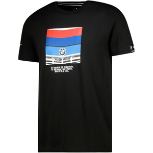 PUMA Mens BMW M Motorsport Graphic Crew Neck Short Sleeve Casual Tops Casual(Black 10.0)