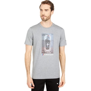 PUMA Mens BMW M Motorsport Graphic Crew Neck Short Sleeve Casual Tops Casual(Medium Gray Heather 2.0)