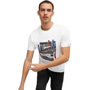 PUMA Mens BMW M Motorsport Graphic Crew Neck Short Sleeve Casual Tops Casual(White 23)