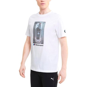 PUMA Mens BMW M Motorsport Graphic Crew Neck Short Sleeve Casual Tops Casual(White 3.0)