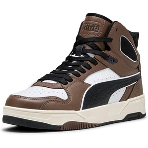 PUMA Mens Rebound Break Mid Lace Up Sneakers Shoes Casual(White-black-flat Bronze Ah25)