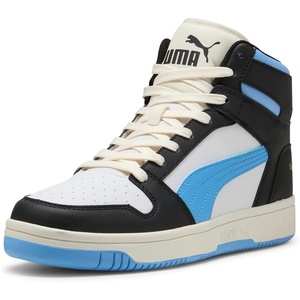 PUMA Mens Rebound Layup Lo Sneaker(Black-team Light Blue-frosted Ivory)