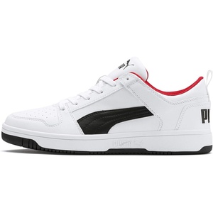 PUMA Mens Rebound Layup Lo Sneaker(Puma White Puma Black High Risk Red)