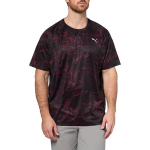 PUMA Mens Run Favorite Velocity Crew Neck Short Sleeve Athletic Running Casual Tops Breathable(Ruby Shimmer All Over Print Ah25)