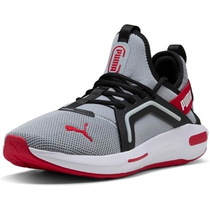 PUMA Mens Softride Enzo 5 Running Sneakers Shoes – White(Cool Mid Gray-black-strong Red)