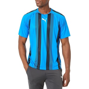 PUMA Mens Teamliga Crew Neck Short Sleeve Jersey Casual – Blue(Electric Blue Lemonade/Black/White)