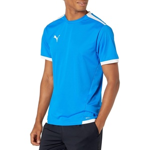 PUMA Mens Teamliga Crew Neck Short Sleeve Jersey Casual – Blue(Electric Blue Lemonade/White)