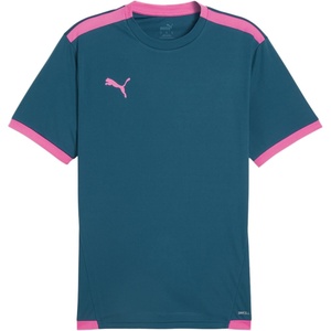PUMA Mens Teamliga Crew Neck Short Sleeve Jersey Casual – Blue(Ocean Tropic-poison Pink)