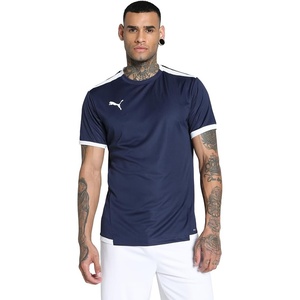 PUMA Mens Teamliga Crew Neck Short Sleeve Jersey Casual – Blue(Peacoat-puma White)