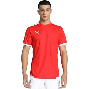 PUMA Mens Teamliga Crew Neck Short Sleeve Jersey Casual – Blue(Puma Red- Puma White)