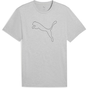 PUMA Mens Train All Day Essentials Heather Cat Crew Neck Short Sleeve Cf Casual Tops Casual(Light Gray Heather)