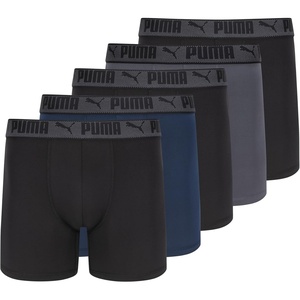 PUMA Men’s Training Fit Anti-Odor 5 Pack Boxer Briefs(Black/Peacoat/Castlerock)