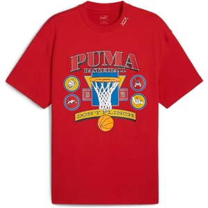 PUMA Mens Village Wear Graphic Crew Neck Short Sleeve Casual Tops Casual(For All Time Red/Crowd Craze)