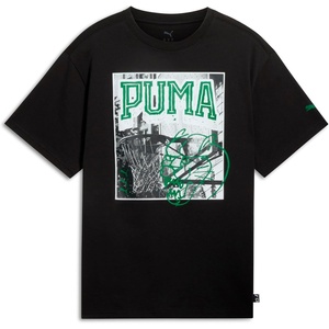 PUMA Mens Village Wear Graphic Crew Neck Short Sleeve Casual Tops Casual(Green)