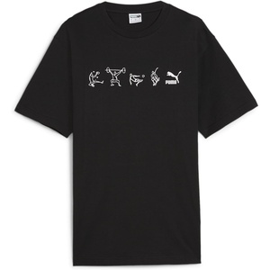 PUMA Mens Village Wear Graphic Crew Neck Short Sleeve Casual Tops Casual(Puma Black)