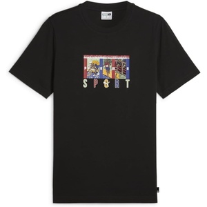 PUMA Mens Village Wear Graphic Crew Neck Short Sleeve Casual Tops Casual(Puma Black-ss24 Sport)
